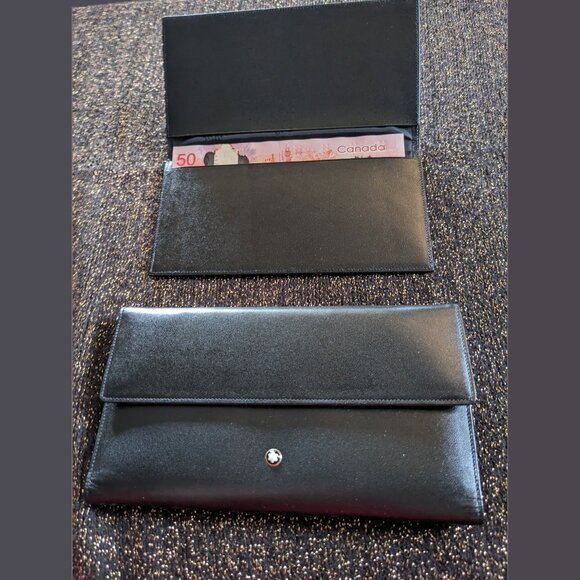 2-Piece Montblanc Unisex Long Wallet/Clutch: 4 Bill Slots, 6CC, Coin Case - Picture 2 of 16